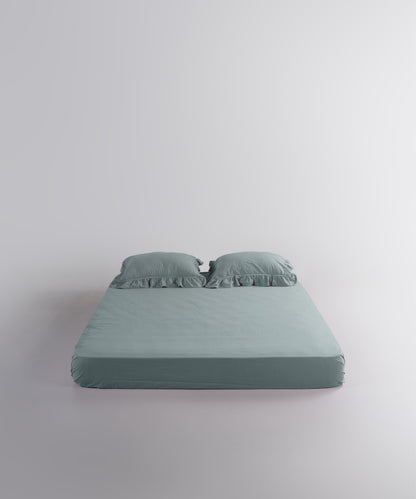 Stonewash 100% Soft Cotton Exclusive Fitted Sheet Set Mineral Blue