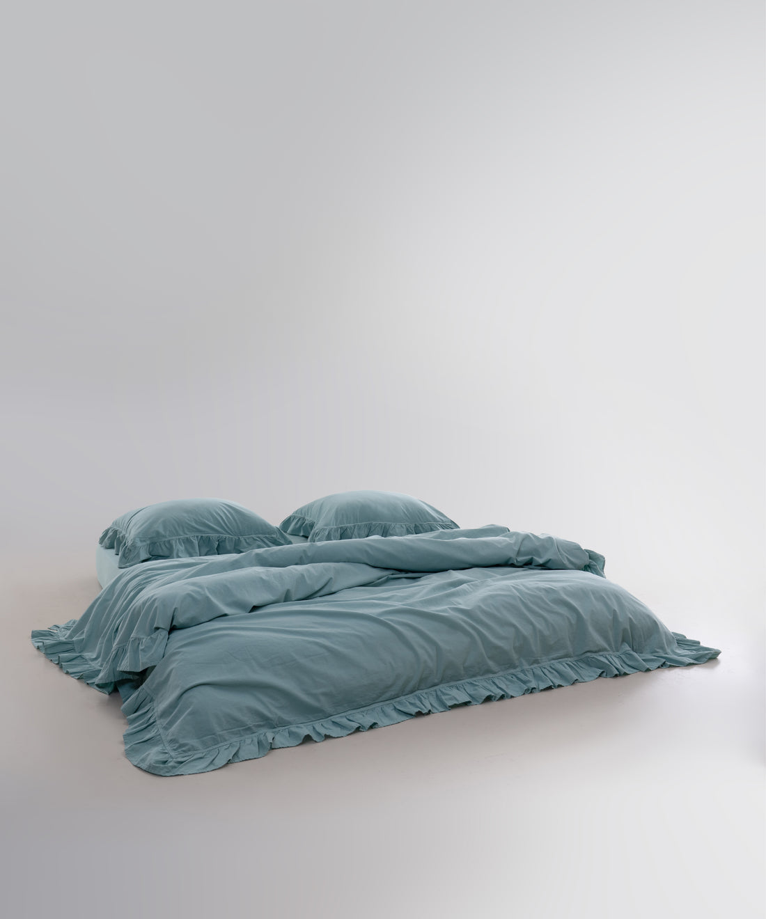 Stonewash Exclusive 100% Soft Cotton Duvet Cover Set Mineral Blue