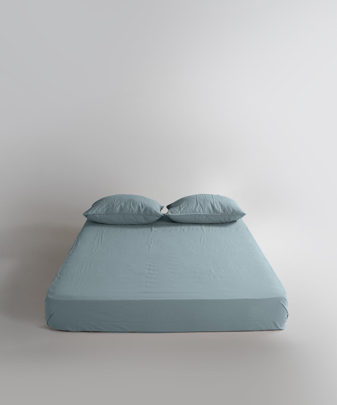 Stonewash 100% Soft Cotton Fitted Sheet Set Mineral Blue