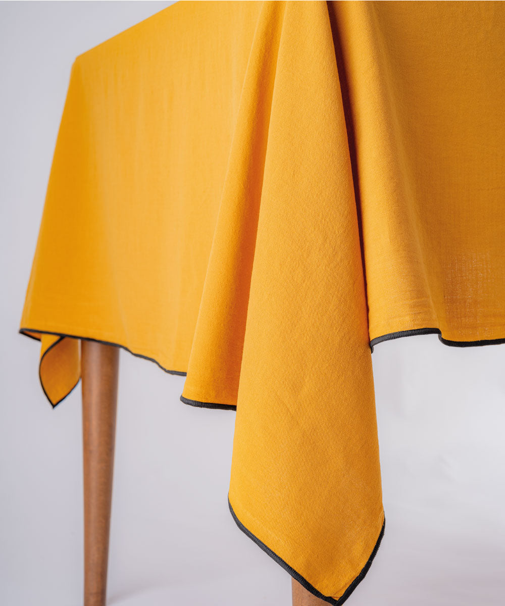 Essualte Mustard 100% Cotton Stonewashed Tablecloth