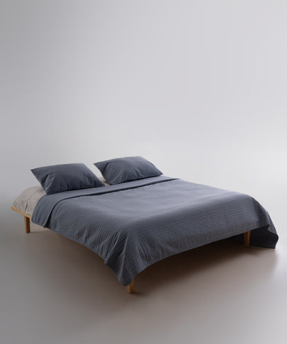 Myra 100% Cotton Stonewashed Bedspread Set - Med Blue