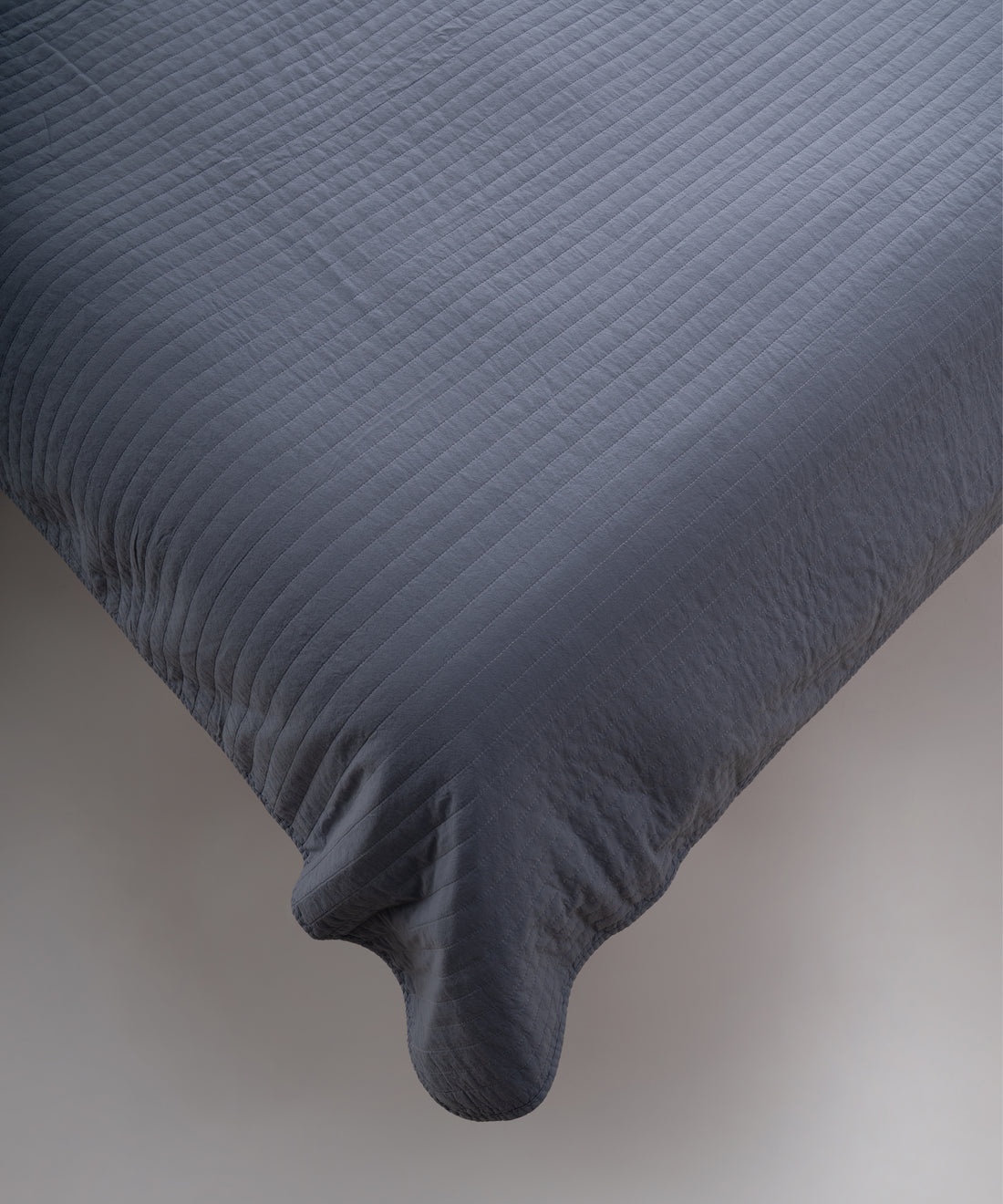 Myra 100% Cotton Stonewashed Bedspread Set - Med Blue