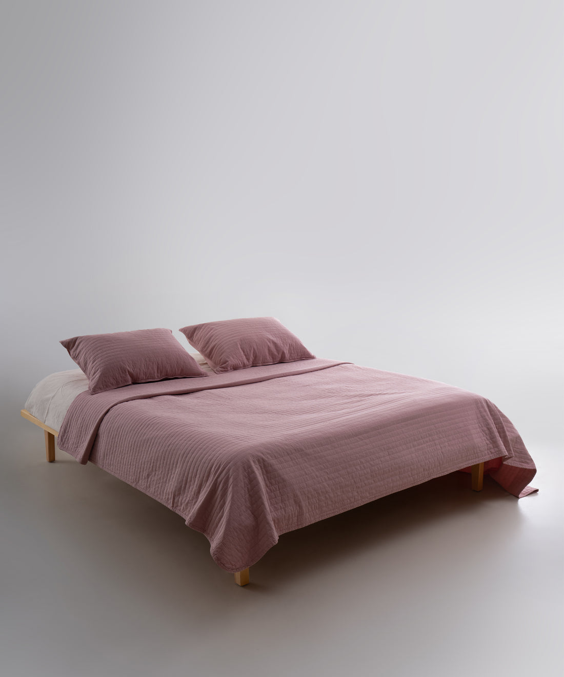 Myra 100% Cotton Stonewashed Bedspread Set - Pale Mauve
