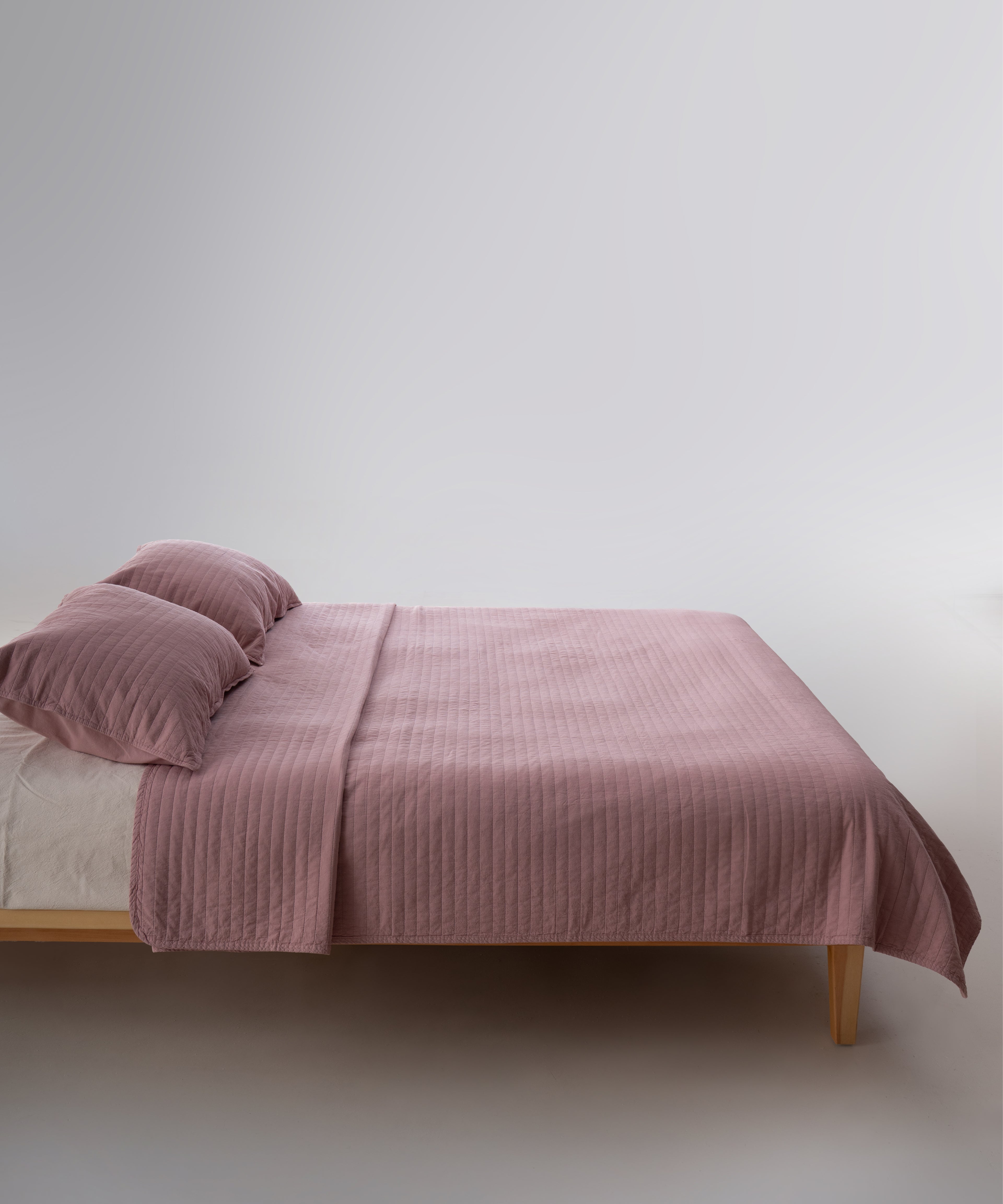 Myra 100% Cotton Stonewashed Bedspread Set - Pale Mauve