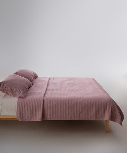 Myra 100% Cotton Stonewashed Bedspread Set - Pale Mauve
