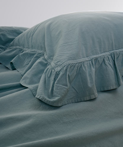 Stonewash 100% Soft Cotton Exclusive Fitted Sheet Set Natural Green