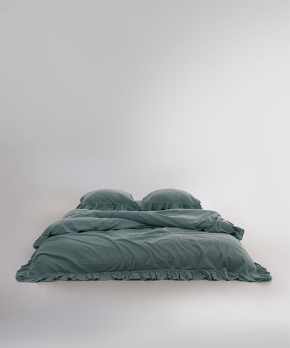 Stonewash 100% Soft Cotton Exclusive Fitted Sheet Set Natural Green