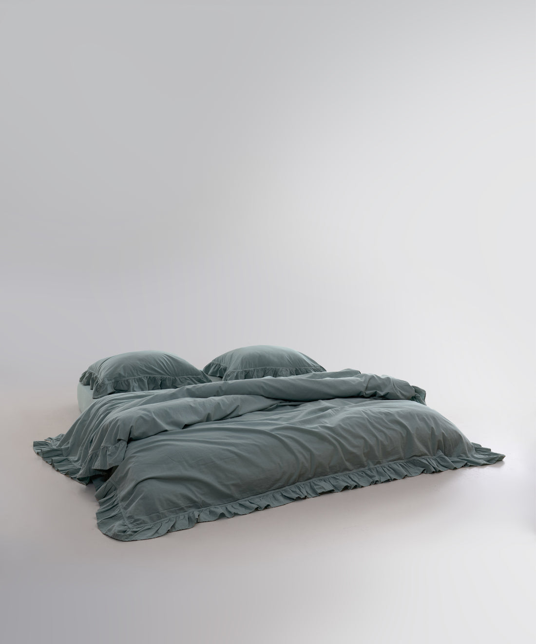 Stonewash 100% Soft Cotton Duvet Cover Set Exclusive Natural Green