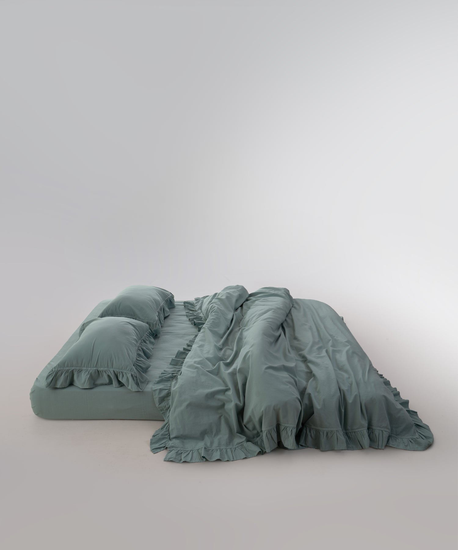 Stonewash 100% Soft Cotton Duvet Cover Set Exclusive Natural Green