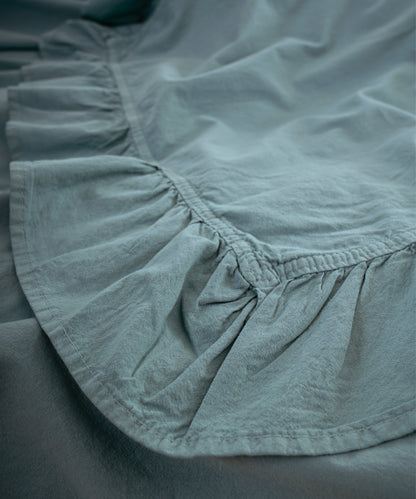 Stonewash 100% Soft Cotton Duvet Cover Set Exclusive Natural Green