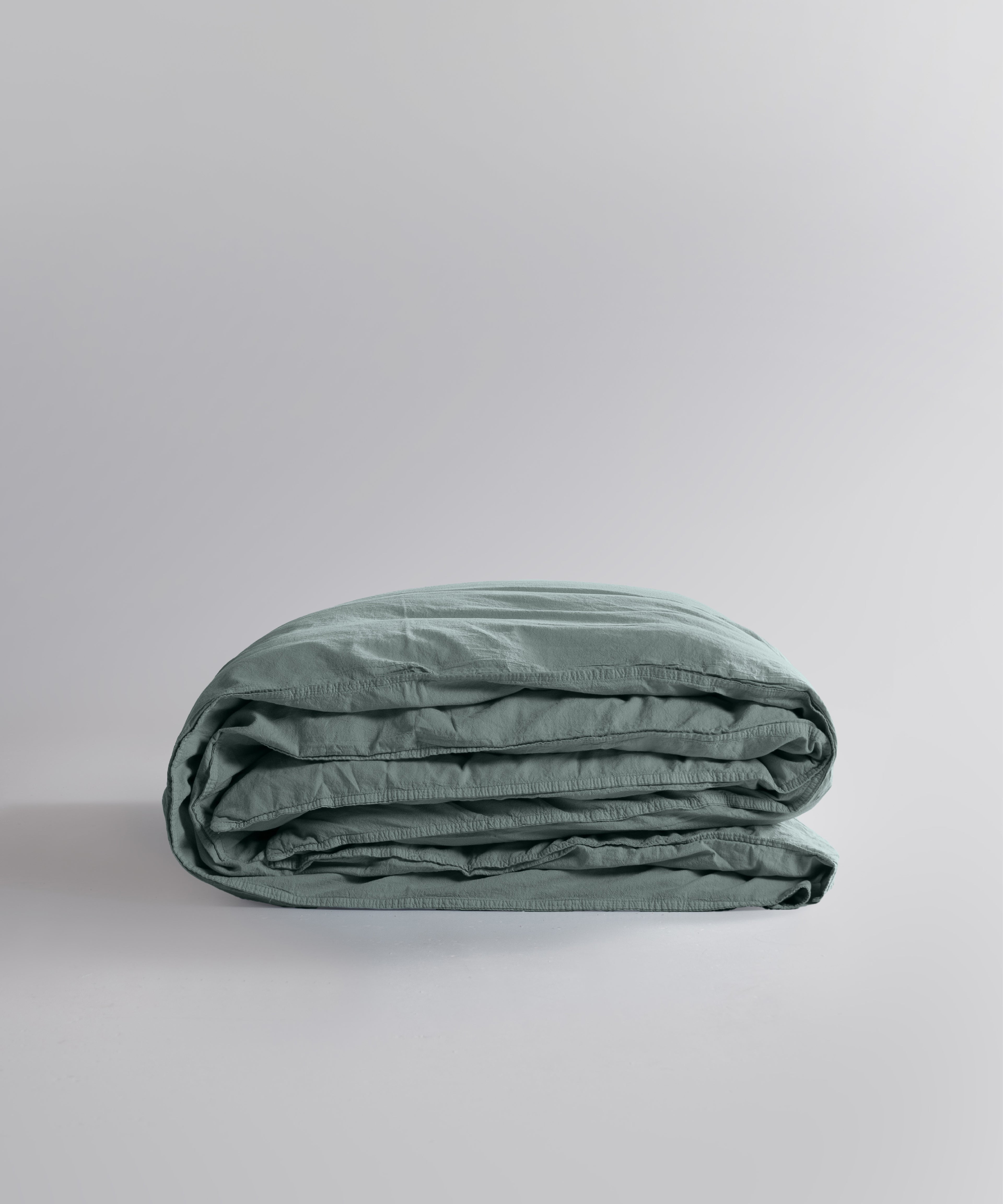 Stonewash 100% Soft Cotton Duvet Cover Natural Green