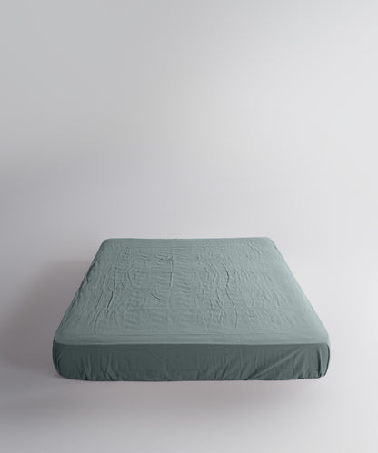 Stonewash 100% Soft Cotton Fitted Sheet Natural Green