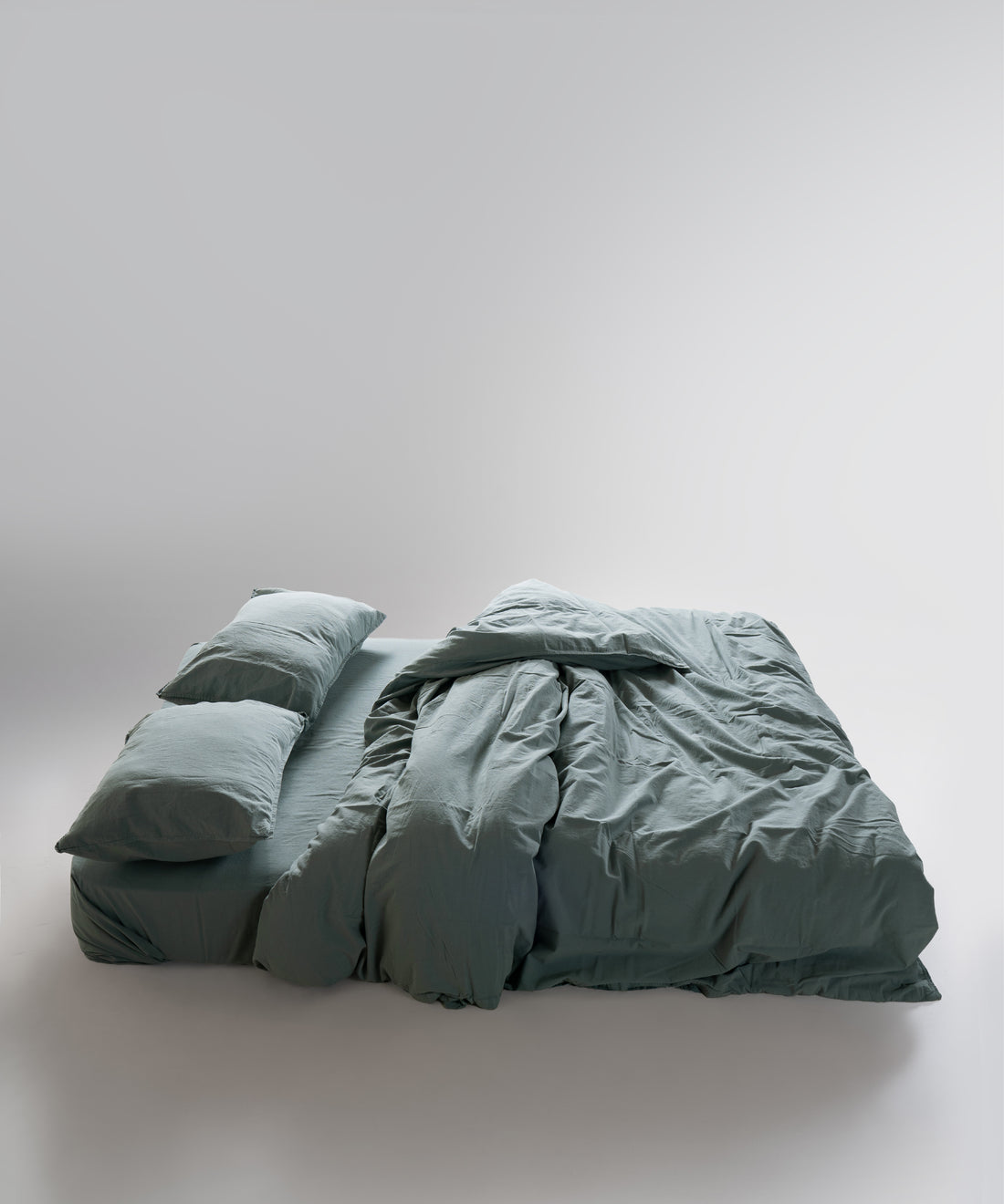 Stonewash 100% Soft Cotton Duvet Cover Natural Green
