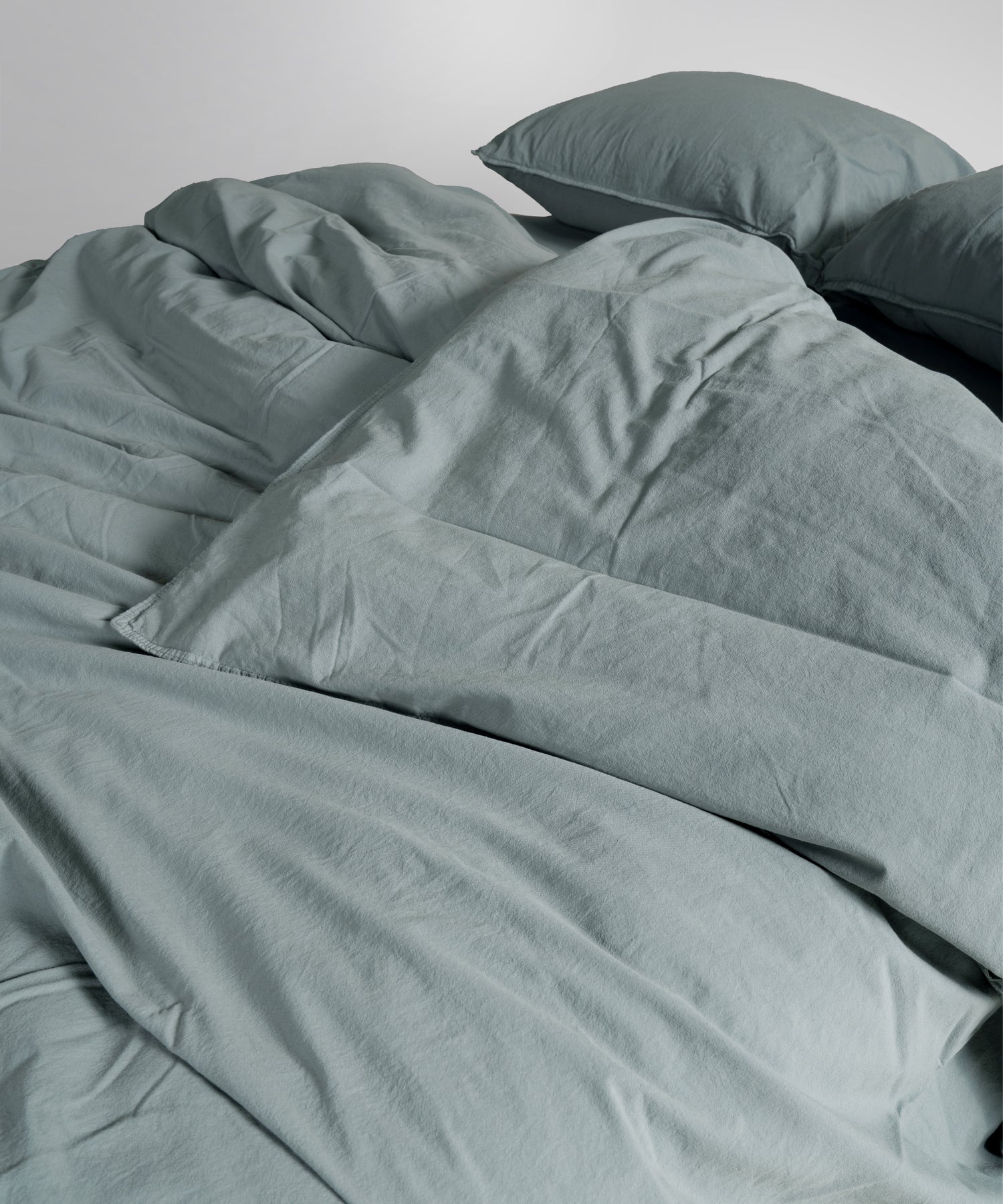 Stonewash 100% Soft Cotton Duvet Cover Natural Green