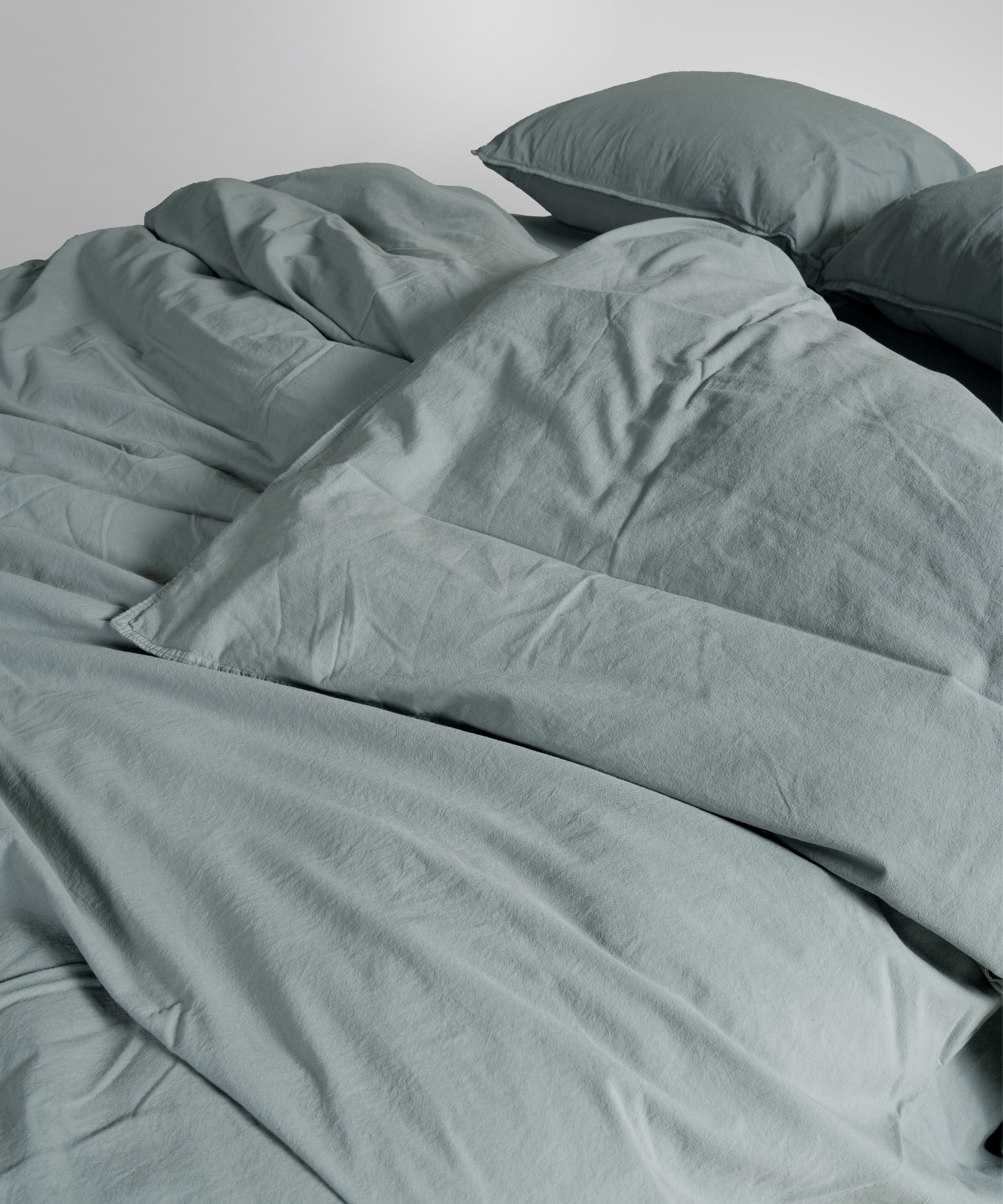 Stonewash 100% Soft Cotton Duvet Cover Natural Green