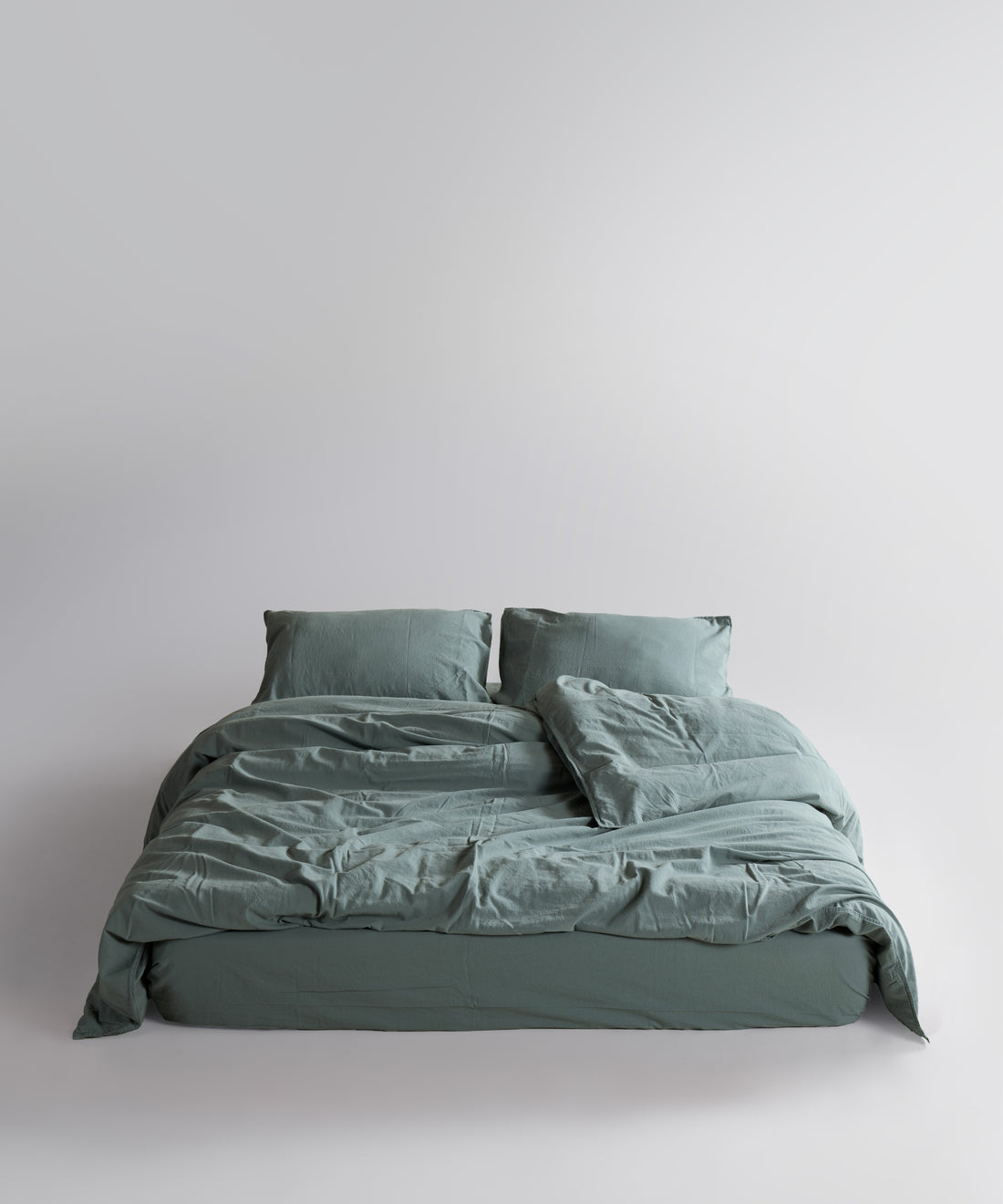 Stonewash 100% Soft Cotton Duvet Cover Natural Green