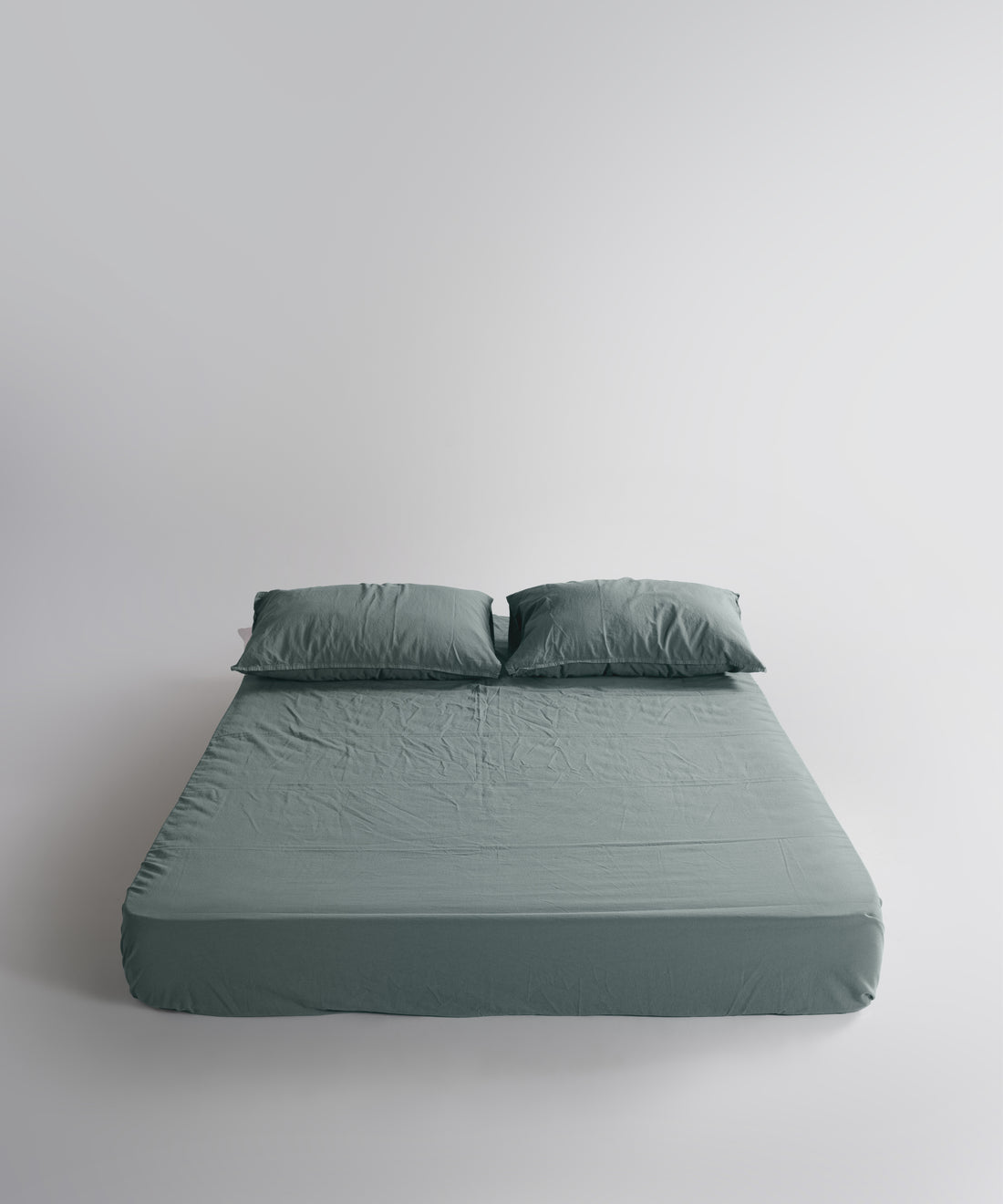 Stonewash 100% Soft Cotton Fitted Sheet Set Natural Green