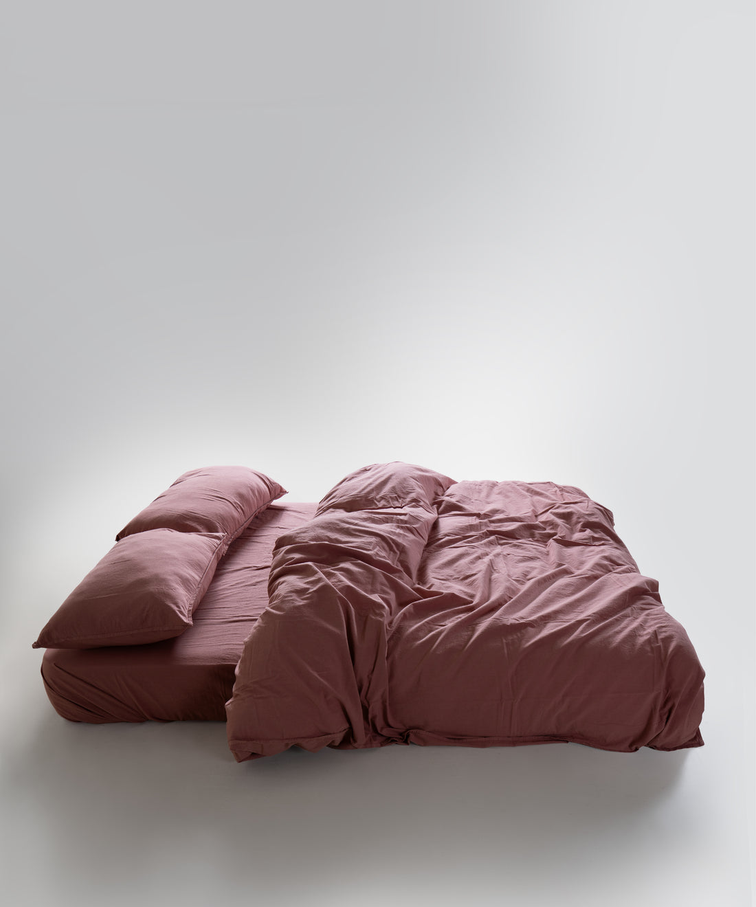 Stonewash 100% Soft Cotton Duvet Cover Set Old Rose