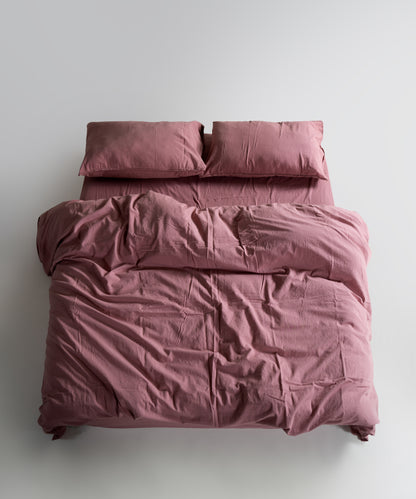 Stonewash 100% Soft Cotton Fitted Sheet Old Rose