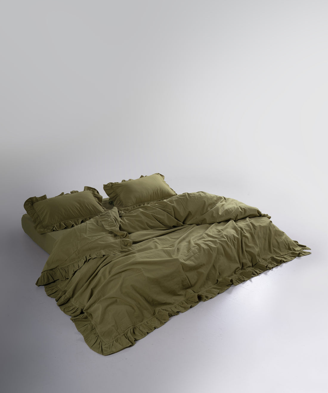 Stonewash Exclusive 100% Soft Cotton Duvet Cover Set Olive