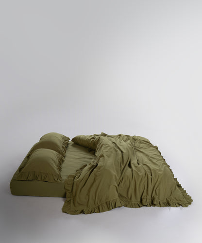 Stonewash Exclusive 100% Soft Cotton Duvet Cover Set Olive