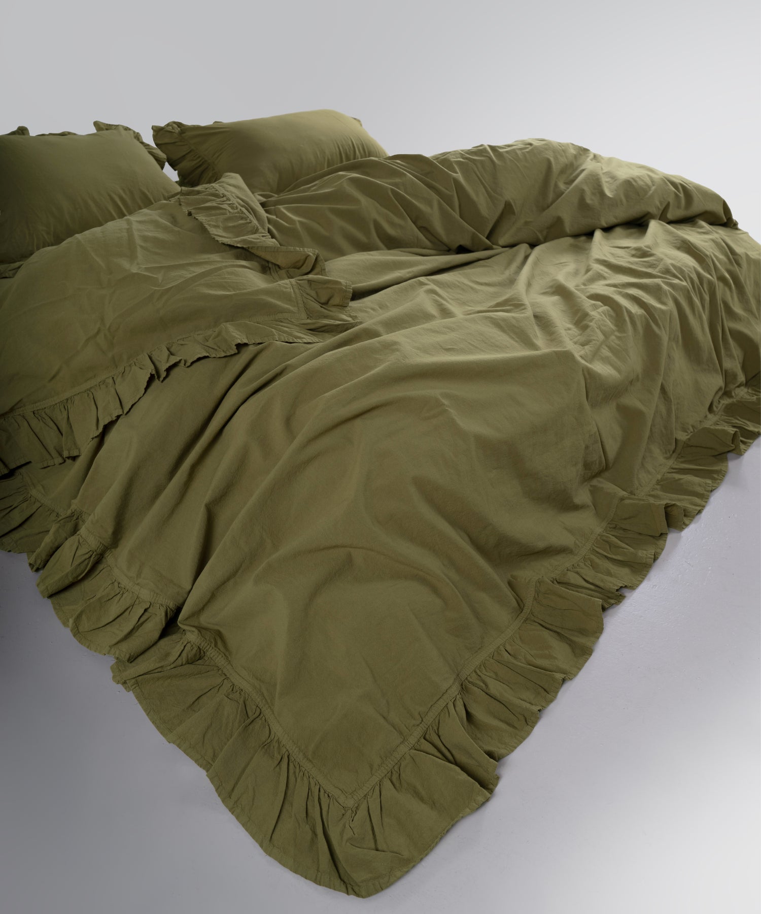 Stonewash Exclusive 100% Soft Cotton Duvet Cover Set Olive