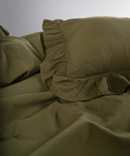 Stonewash Exclusive 100% Soft Cotton Duvet Cover Set Olive