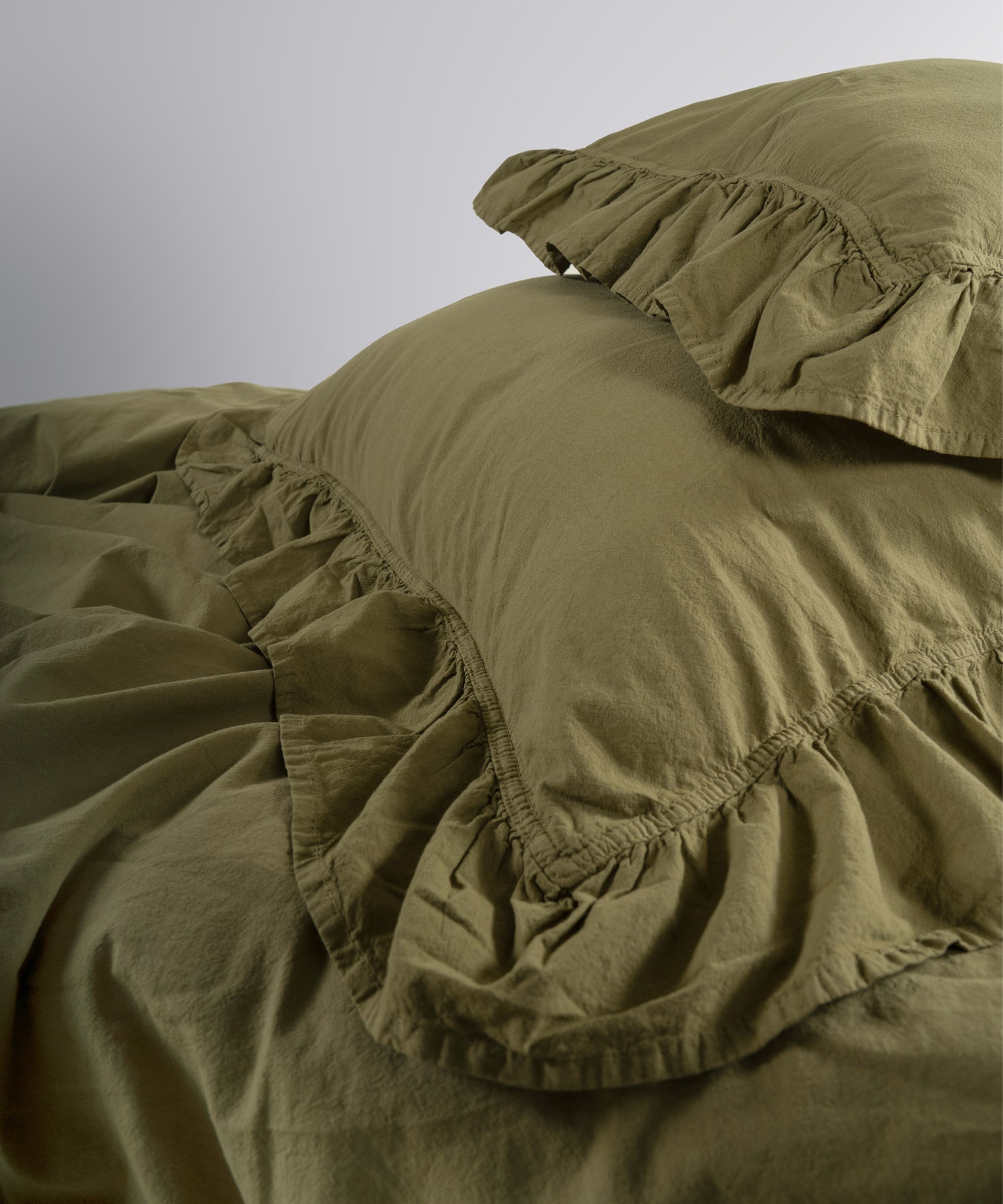 Stonewash Exclusive 100% Soft Cotton Duvet Cover Set Olive