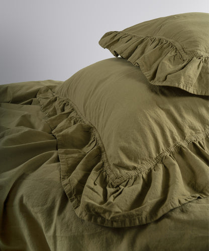 Stonewash Exclusive 100% Soft Cotton Duvet Cover Set Olive