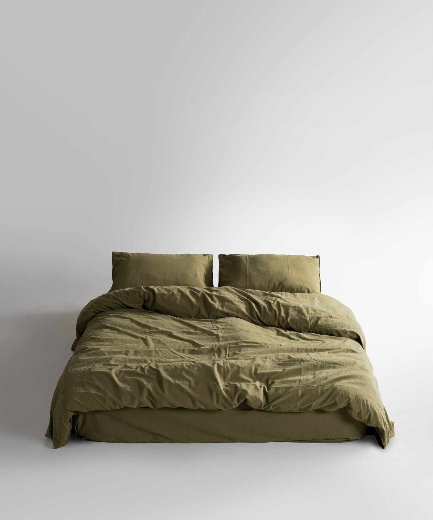 Stonewash 100% Soft Cotton Fitted Sheet Set Olive