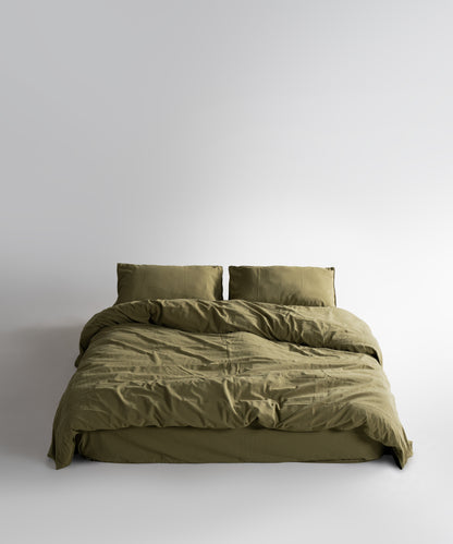 Stonewash 100% Soft Cotton Fitted Sheet Set Olive