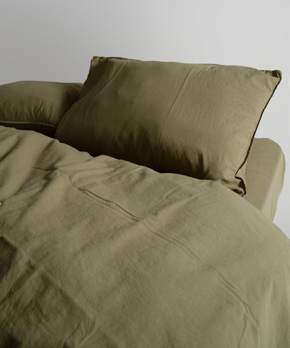 Stonewashed Ephesus 100% Soft Cotton Duvet Cover Olive