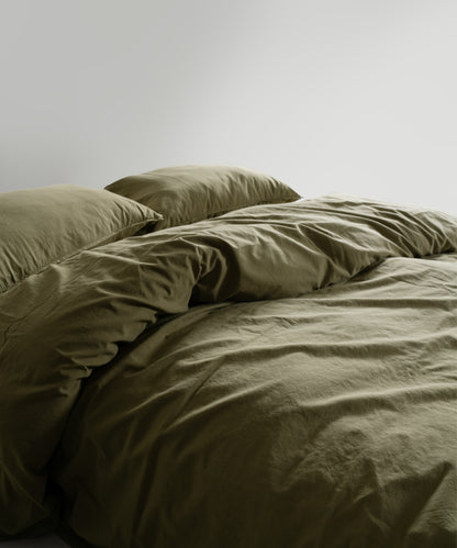 Stonewashed Ephesus 100% Soft Cotton Duvet Cover Olive