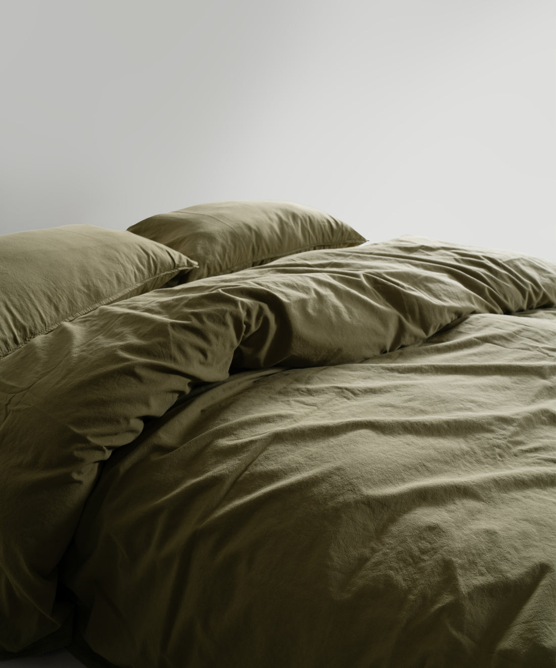 Stonewashed Ephesus 100% Soft Cotton Duvet Cover Olive