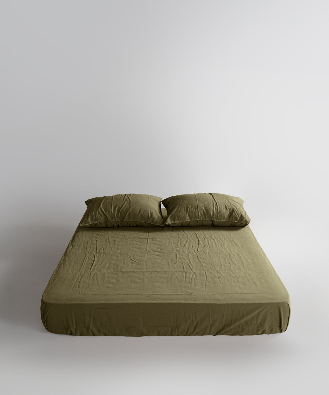 Stonewash 100% Soft Cotton Fitted Sheet Set Olive
