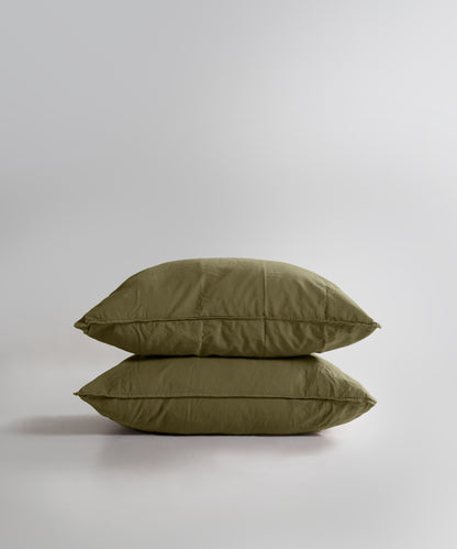 Stonewash 100% Soft Cotton Fitted Sheet Set Olive
