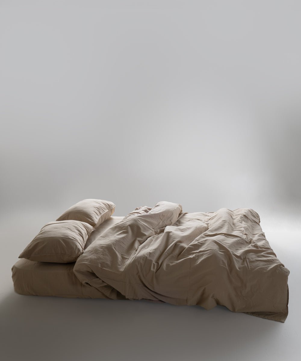Stonewash 100% Soft Cotton Duvet Cover Set Oxford Tan