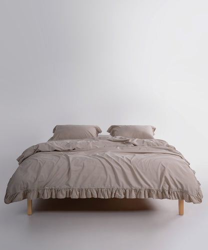 Stonewashed Exclusive 100% Soft Cotton Ruffled Duvet Oxfordtan