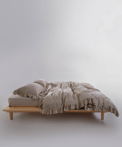 Stonewashed Exclusive 100% Soft Cotton Ruffled Duvet Oxfordtan
