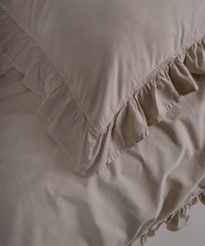 Stonewashed Exclusive 100% Soft Cotton Ruffled Duvet Oxfordtan