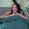Stonewash 100% Soft Cotton Duvet Cover Set Exclusive Dark Green