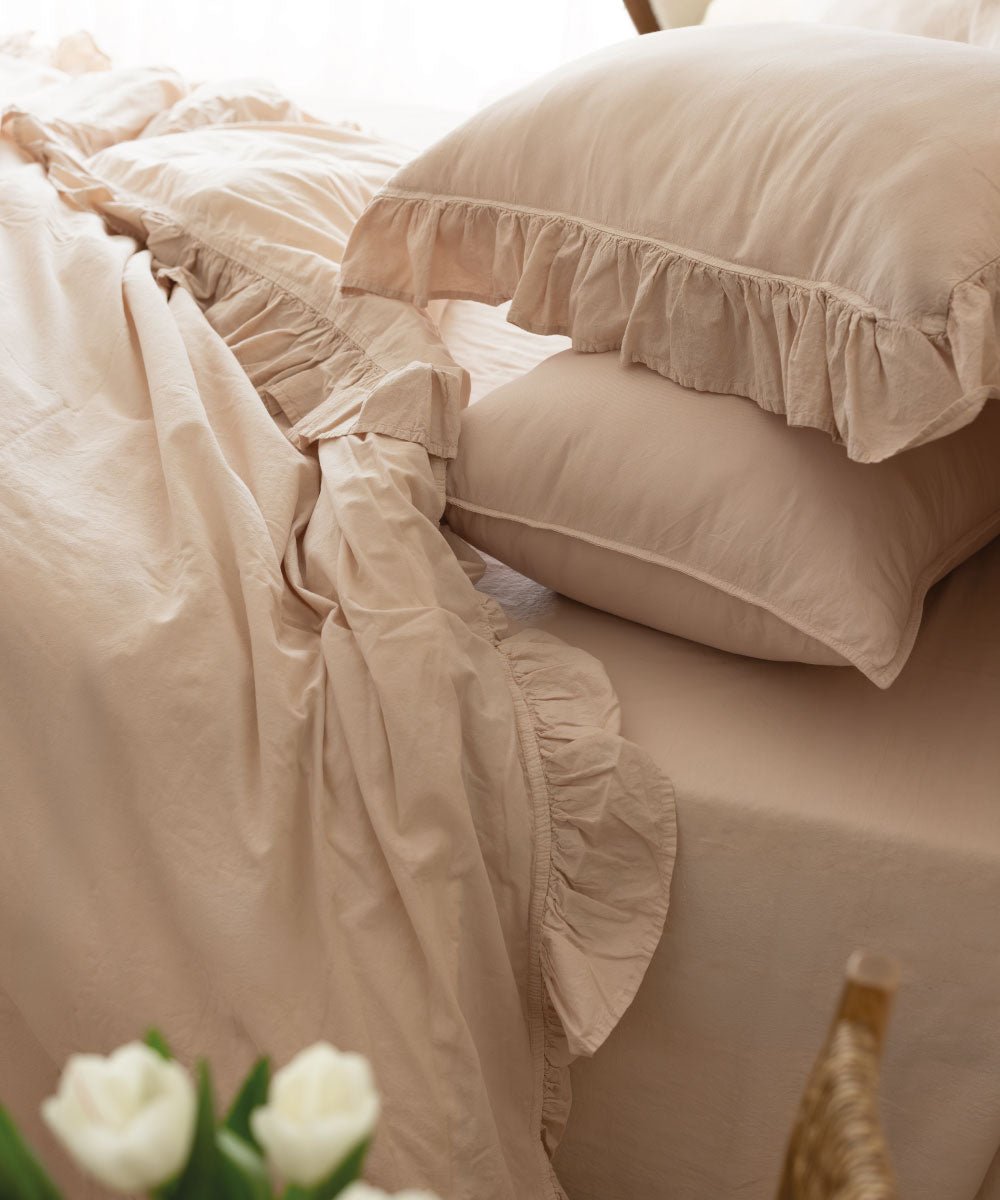 Stonewashed Exclusive 100% Soft Cotton Ruffled Duvet Cover Set Pristine