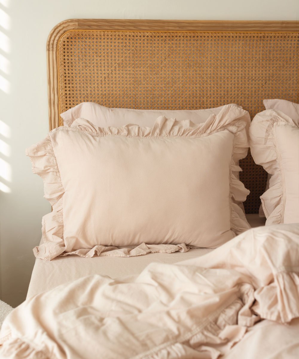 Exclusive Pristine Ruffled 100% Soft Cotton Pillowcases Pair - Stonewashed | Limasso