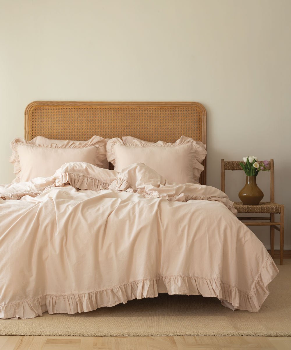 Stonewashed Exclusive 100% Soft Cotton Ruffled Duvet Cover Set Pristine