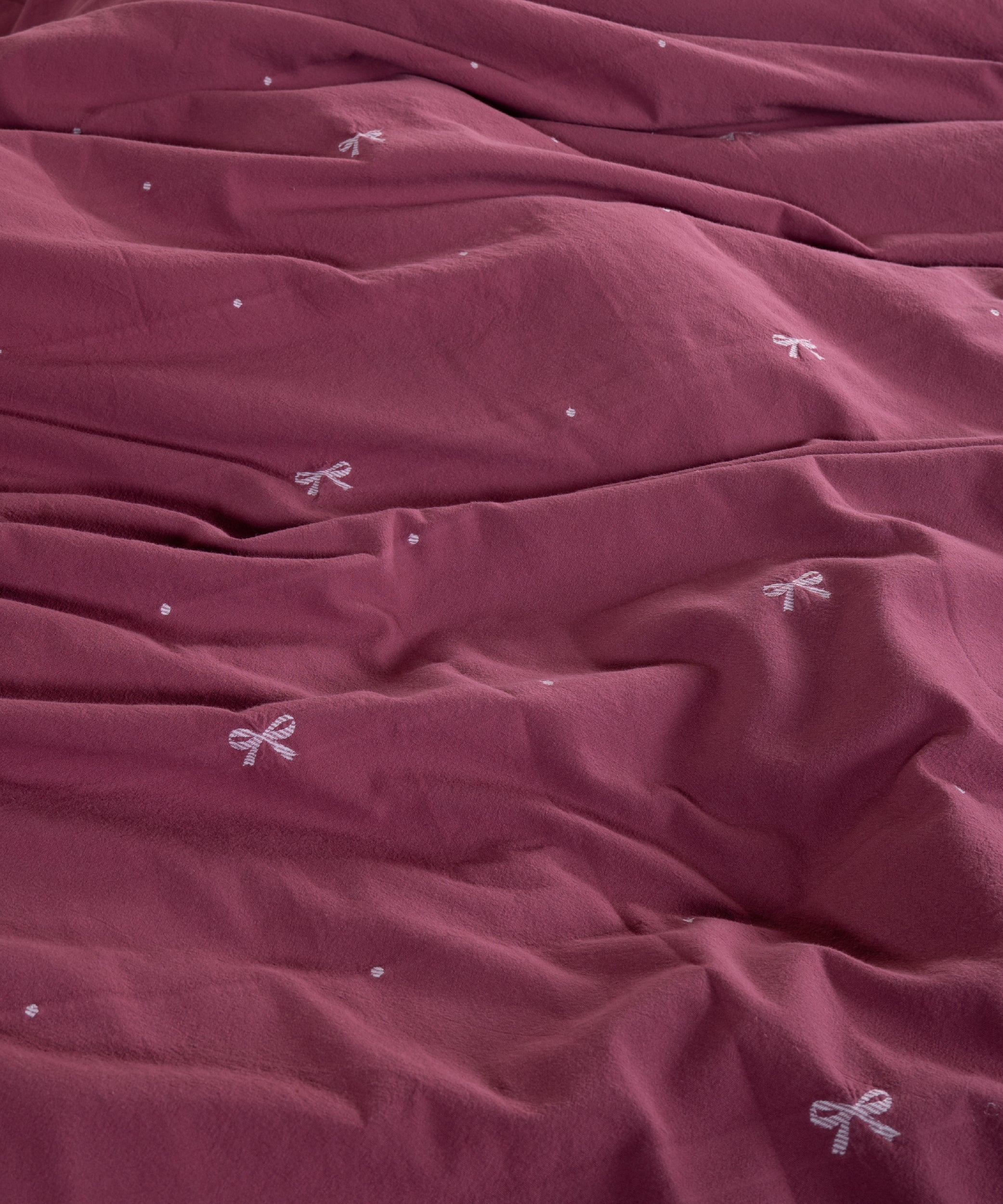 Stonewashed Ribbon Raspberry 100% Cotton Duvet Cover Set | Ruffled