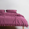 Stonewashed Exclusive 100% Soft Cotton Ruffled Duvet Cover Set Raspberry