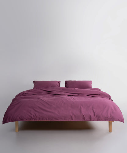 Stonewashed Ephesus 100% Soft Cotton Duvet Cover Set Raspberry