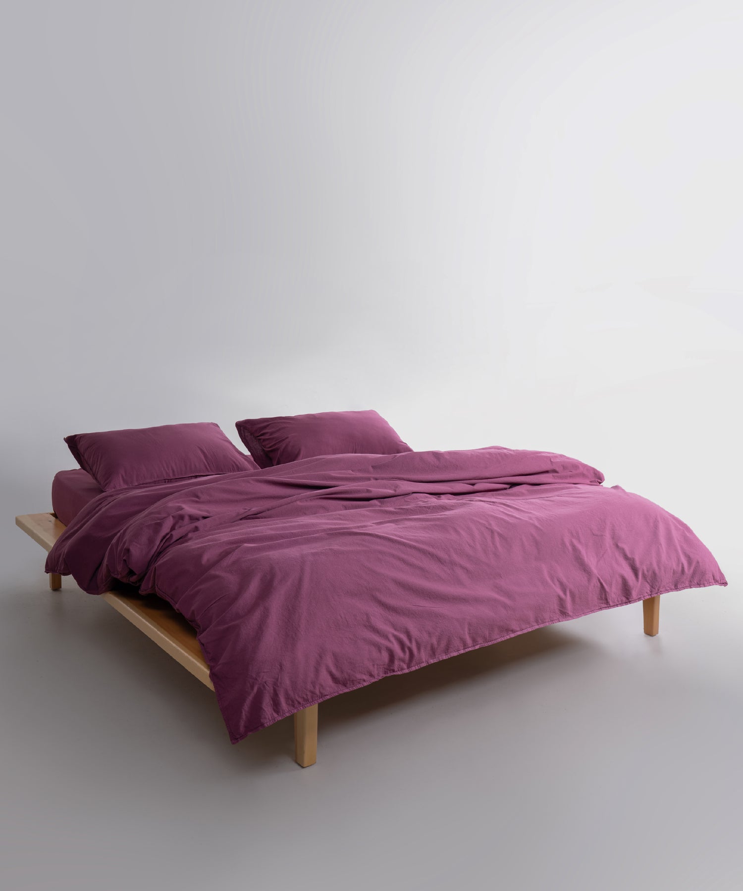 Stonewashed Ephesus 100% Soft Cotton Duvet Cover Set Raspberry