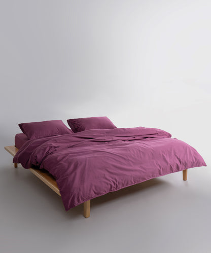 Stonewashed Ephesus 100% Soft Cotton Duvet Cover Set Raspberry