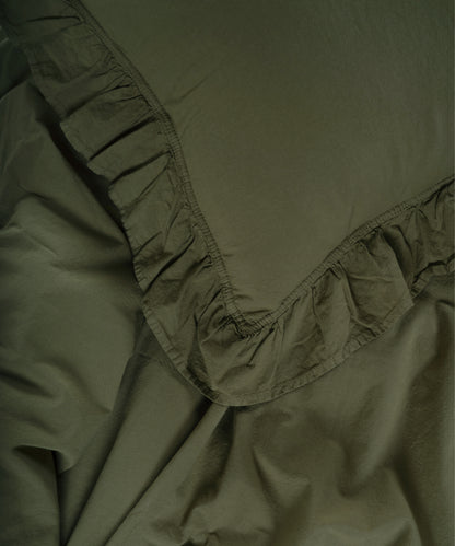 Elegant ruffle edge detailing on stonewashed cotton duvet cover set
